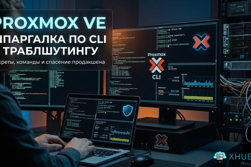 Proxmox VE, PVE CLI шпаргалка, команды qm pct, траблшутинг Proxmox, зависла виртуальная машина Proxmox, как убить процесс qemu, понизить кворум corosync pvecm expected 1, импорт qcow2 vmdk в proxmox, pct mount rootfs, снятие локов qm unlock, восстановление кластера proxmox split brain, настройка pvesm storage.